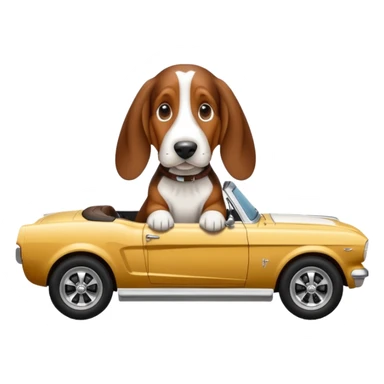 Basset hound in a 65 mustang sticker