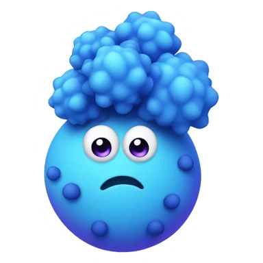 blue puffball with purple spots, blue eyes sticker