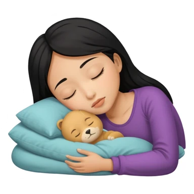 Black haired, tan-skinned Asian girl sleeping alone  sticker
