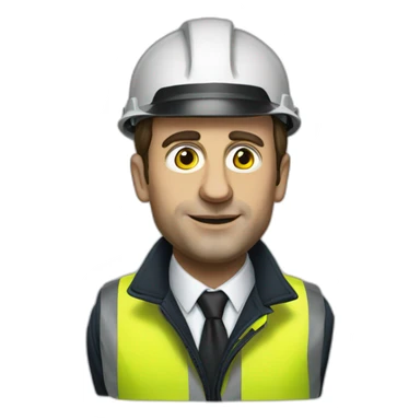 Emanuel Macron with a yellow vest sticker