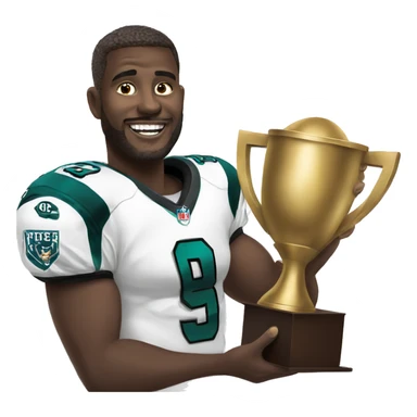 Fantasy football winner holding a trophy sticker