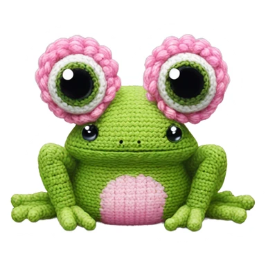 small pink creature with rectangular body, frog amigurumi sticker