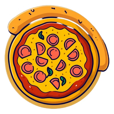 Extravagant gourmet pizza with gold leaf, wagyu beef, and truffle shavings sticker