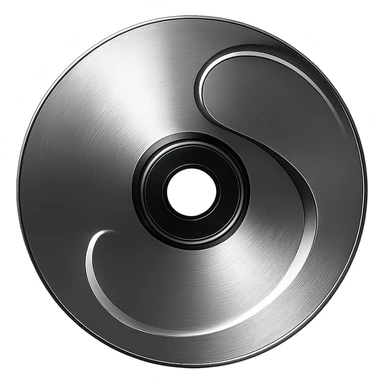 A minimalist CD disc with abstract pattern, glowing effect, violet color sticker