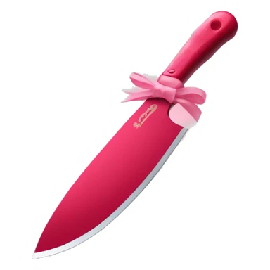 aesthetic red liquid covered knife with light pink bow on handle sticker