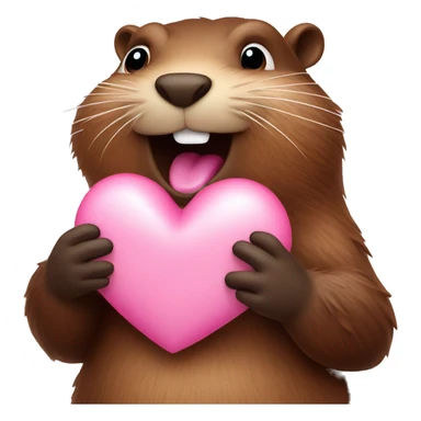 Beaver sending an air kiss with pink hearts  sticker