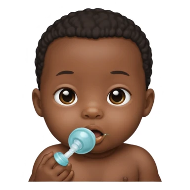 Black newborn baby, pacifier in mouth sticker