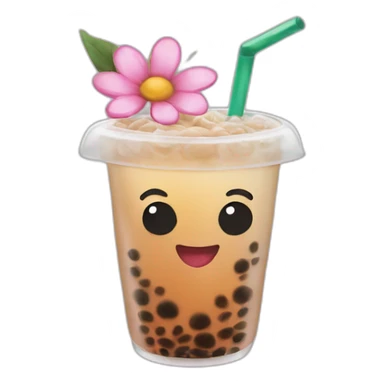Flower and bubble tea sticker