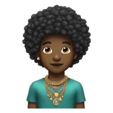 afro boy with jewelry sticker