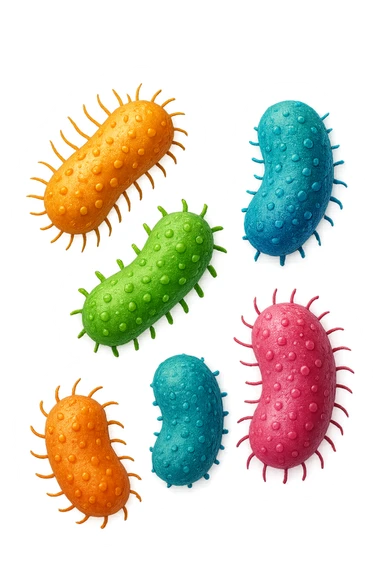 EMOJI STILE IPHONE 3D DI batteri intestinali che fluttuano in aria E FALLO MOLTO REALISTICO IN 3D sticker