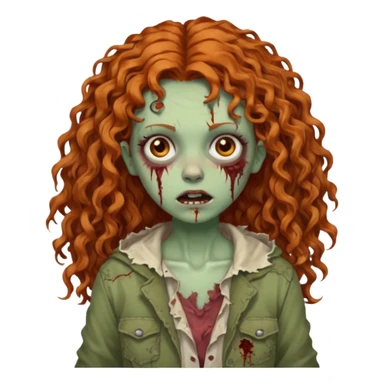 Ginger curly long hair zombie girl with Brown eyes  sticker
