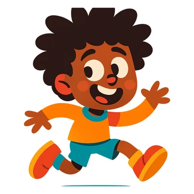black boy with frizzy, untamed curly hair, goofy expression, lighthearted and whimsical, vibrant colors sticker