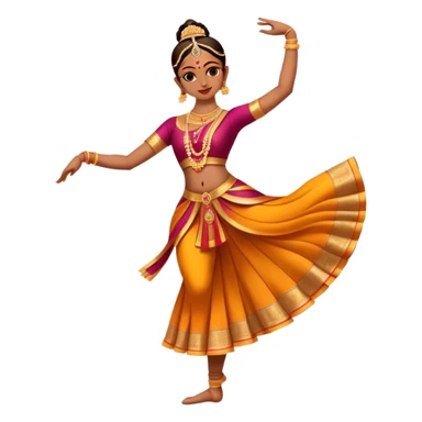 cinematic-realistic-bharatanatyam-dance-emoji,-depicted-as-an-elegant-classical-indian-dance-performance-with-graceful-poses,-intricate-costumes,-and-expressive-hand-gestures,-rendered-with-rich-textures-and-warm-dramatic-lighting, single dancer full body  sticker