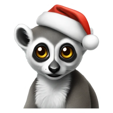 Lemur wearing a Santa hat sticker