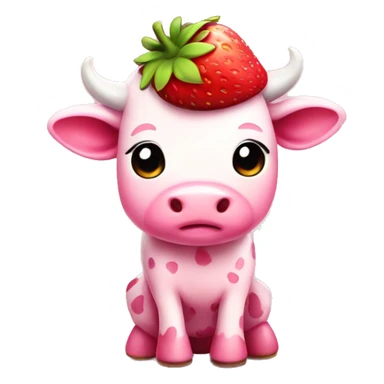 Pink cute strawberry cow chibi  sticker