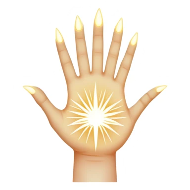 ethereal glowing hand with intricate symbolic palm lines, radiating mystical energy sticker