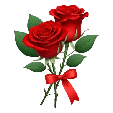 One red flower and one white flower in transparent bouquet with red band  sticker