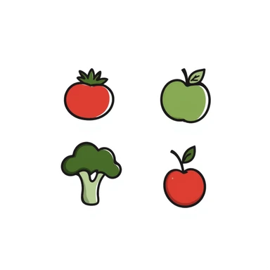 hand drawn doodle of a variety of organic products sticker