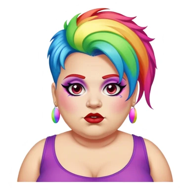 Woke overweight liberal crying with rainbow hair and bad makeup sticker