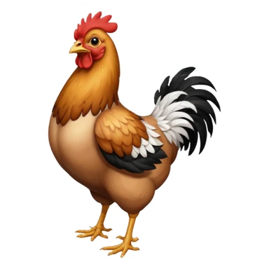 chicken with body covered every feathers is a mix of black and white color, full body   sticker