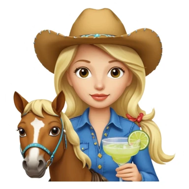 cute blonde cowgirl drinking margarita on a horse sticker
