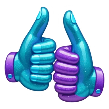 Glitter purple and cian thumbs up sticker
