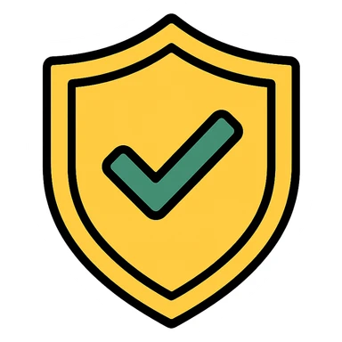 yellow shield with checkmark icon sticker