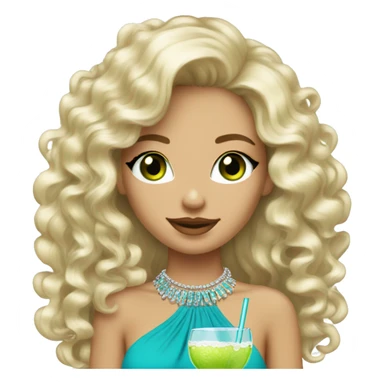 A skinny blonde with blue eyes and curly hair having margaritas with a thicker brunette with bling highlights and green eyes sticker