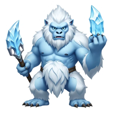 Cinematic Realistic WoW Yeti Portrait, captured in a dynamic, battle-ready stance, muscles rippling beneath dense fur of icy white and pale blue. His piercing ice-blue eyes blaze with raw power as frost clings to his form, rendered with dramatic natural lighting and high shine, exuding fierce, untamed strength in the midst of a wintry combat pose. sticker