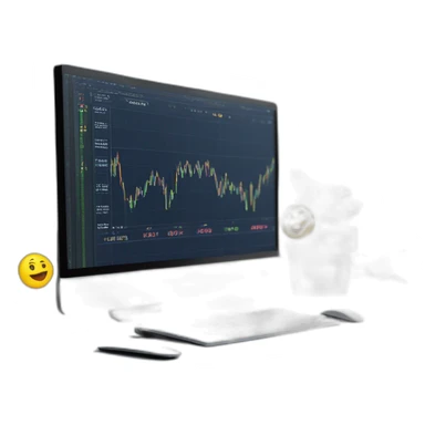 Trading chart on computer with bid money around it sticker