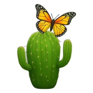 a cactus that loves a butterfly sticker