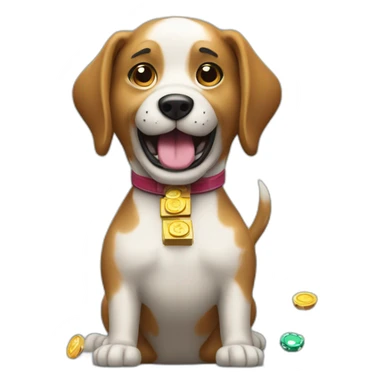 A dog playing a slot machine winning sticker