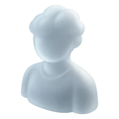 shoulder-up person with body and head made of white fluffy clouds, matte glass style sticker