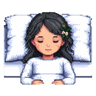 pixel art sleeping girl with peaceful expression sticker