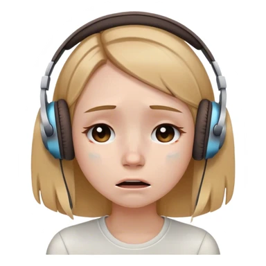 girl with brown ombré blonde hair listening to headphones and sad face cry sticker