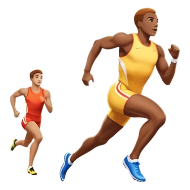 An icon featuring a vibrant stadium with cheering fans, bright lights, and a clear sky. an athlete sprinting on a track, with powerful strides and determination. The athlete's motion is dynamic, emphasizing speed and competition. sticker