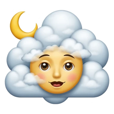 sarcastic moon side eye with cloud sticker