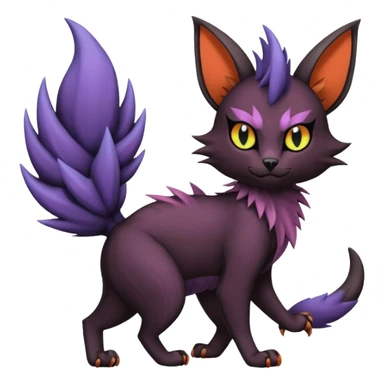 Black edgy cute Noivern-Noibat-Purloin-Torracat-Lykoi-Caracal-cat-Fakemon-fusion-hybrid-creature sticker