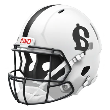 simple white football helmet with dollar sign on the side sticker