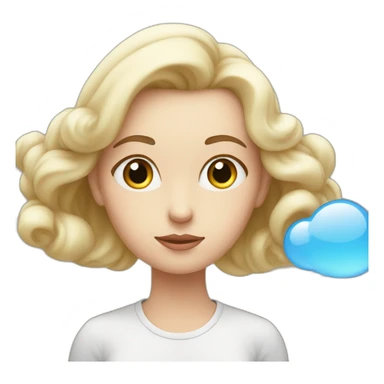 white girl thinking with a bubble cloud sticker