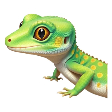 cinematic-cute-realistic gecko-portrait-emoji,-head-tilted-playfully-and-inquisitively,-featuring-a-small,-charming-body-with-smooth,-vividly-patterned-scales,-bright,-sparkling-eyes-and-delicate,-sticky-toe-pads,-simplified-yet-irresistibly-adorable sticker