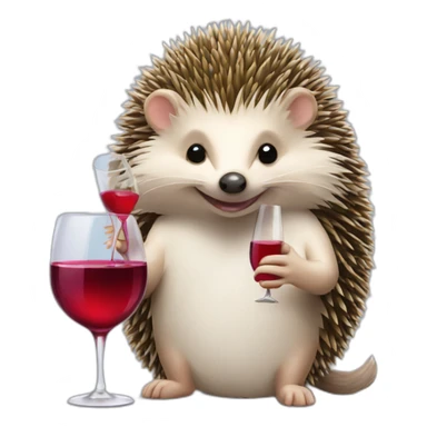 fancy hedgehog drinking wine sticker