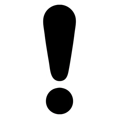 exclamation mark, solid black fill, minimalist style, rounded ends, transparent background sticker