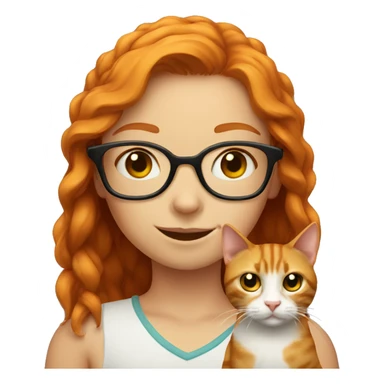 ginger girl with glasses and a cat sticker