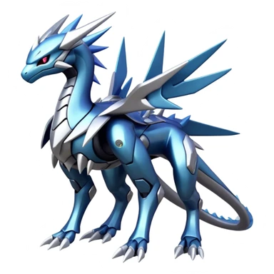 Cyborg-Kyurem-suicune-dialga-hybrid, full body, no wings, wingless, spiky sticker