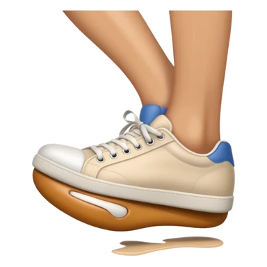 3D Apple-style emoji of a human foot wearing a sneaker, fully visible, stepping firmly on the ground, leaving a clear shoe print under the sole. Rounded, glossy, smooth, soft shadows, white background.



 sticker