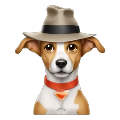 Dog with hat drinking a martini sticker