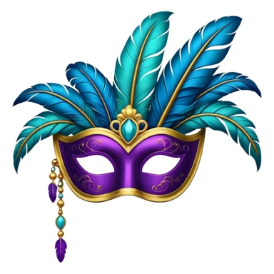 Venetian mask with feathers, simple and bold, minimal details sticker