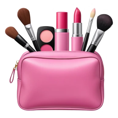 zippered cosmetic bag with beauty products sticking out sticker