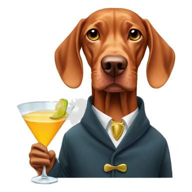 Vizsla holding martini sticker